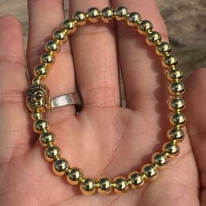 207A. 6mm 18k Gold Filled Round & Buddha Bead Bracelet Made in Maui